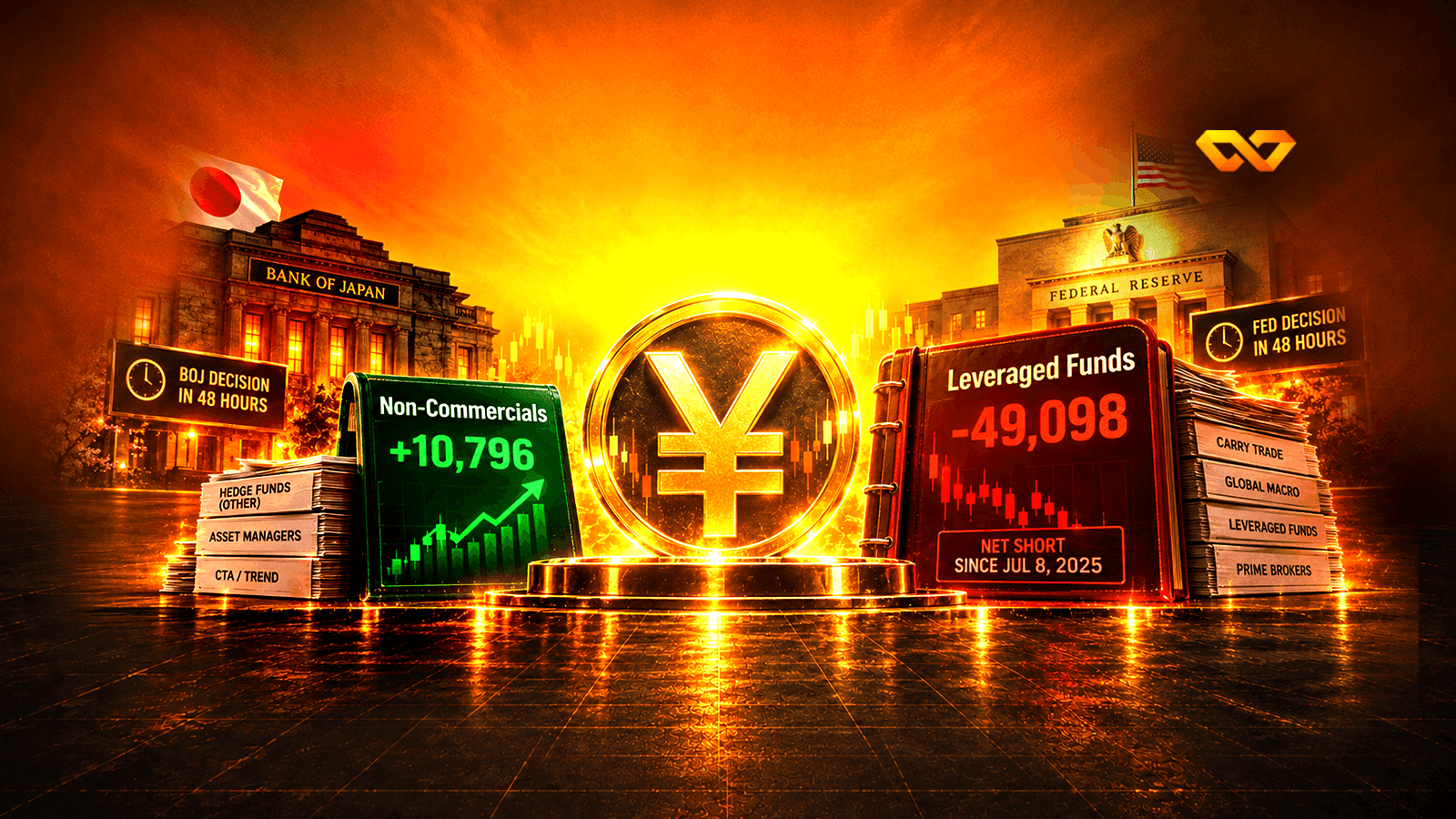 Headlines said speculators bought the yen: the carry book has remained short for fourteen months