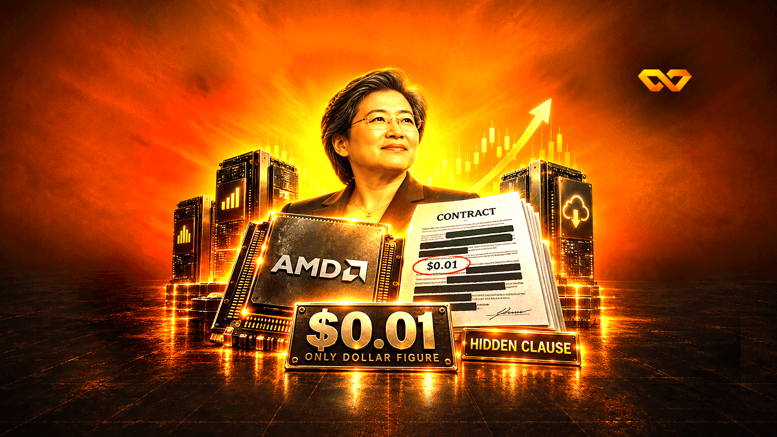The only figure in AMD’s contract is one cent: the market is pricing an undisclosed condition no one has read