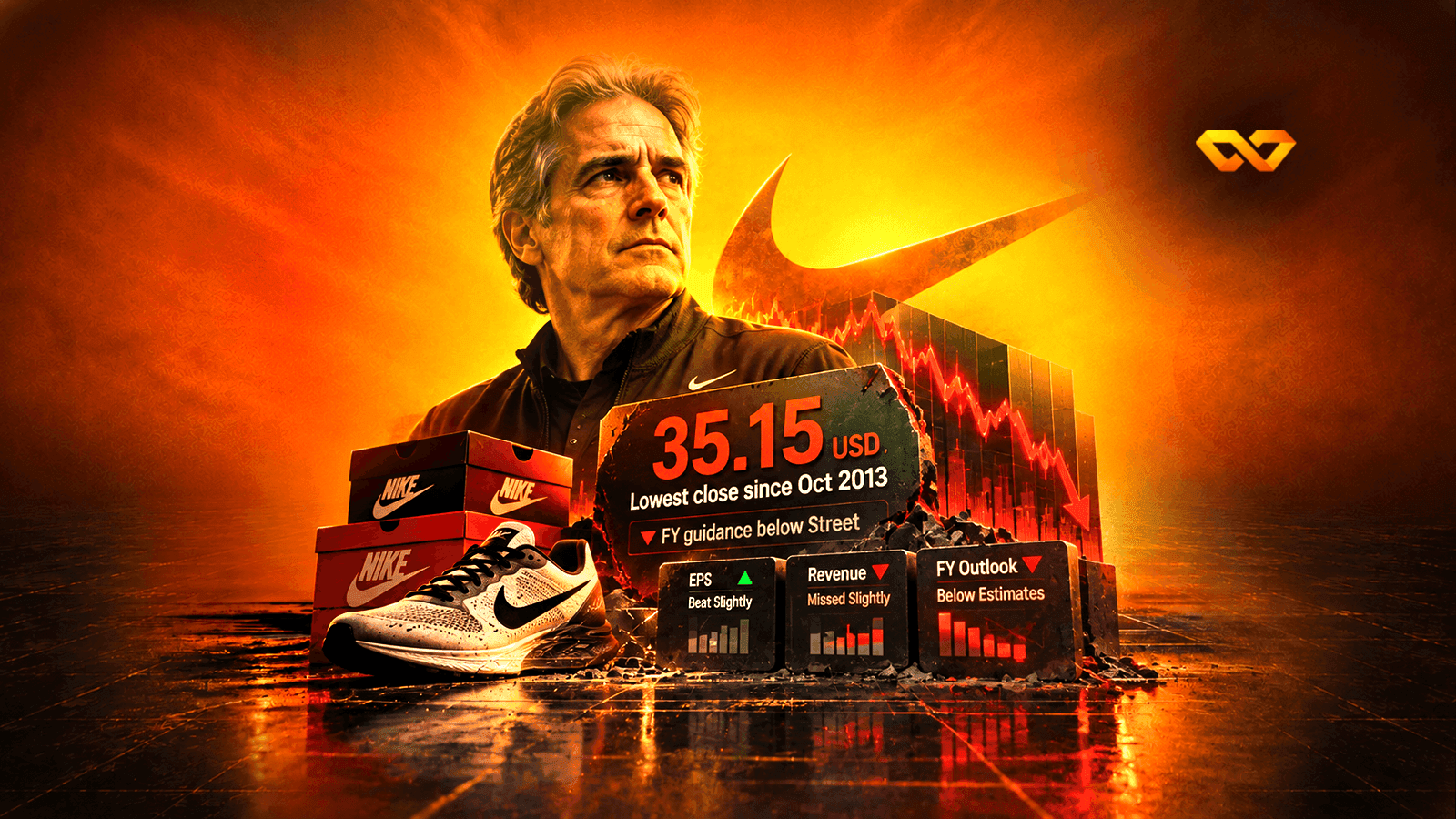 Nike تتوقع أرباحاً سنوية دون أدنى تقدير للمحللين: ماذا يسعّر سهمها عند أدنى إغلاق منذ أكتوبر 2013؟