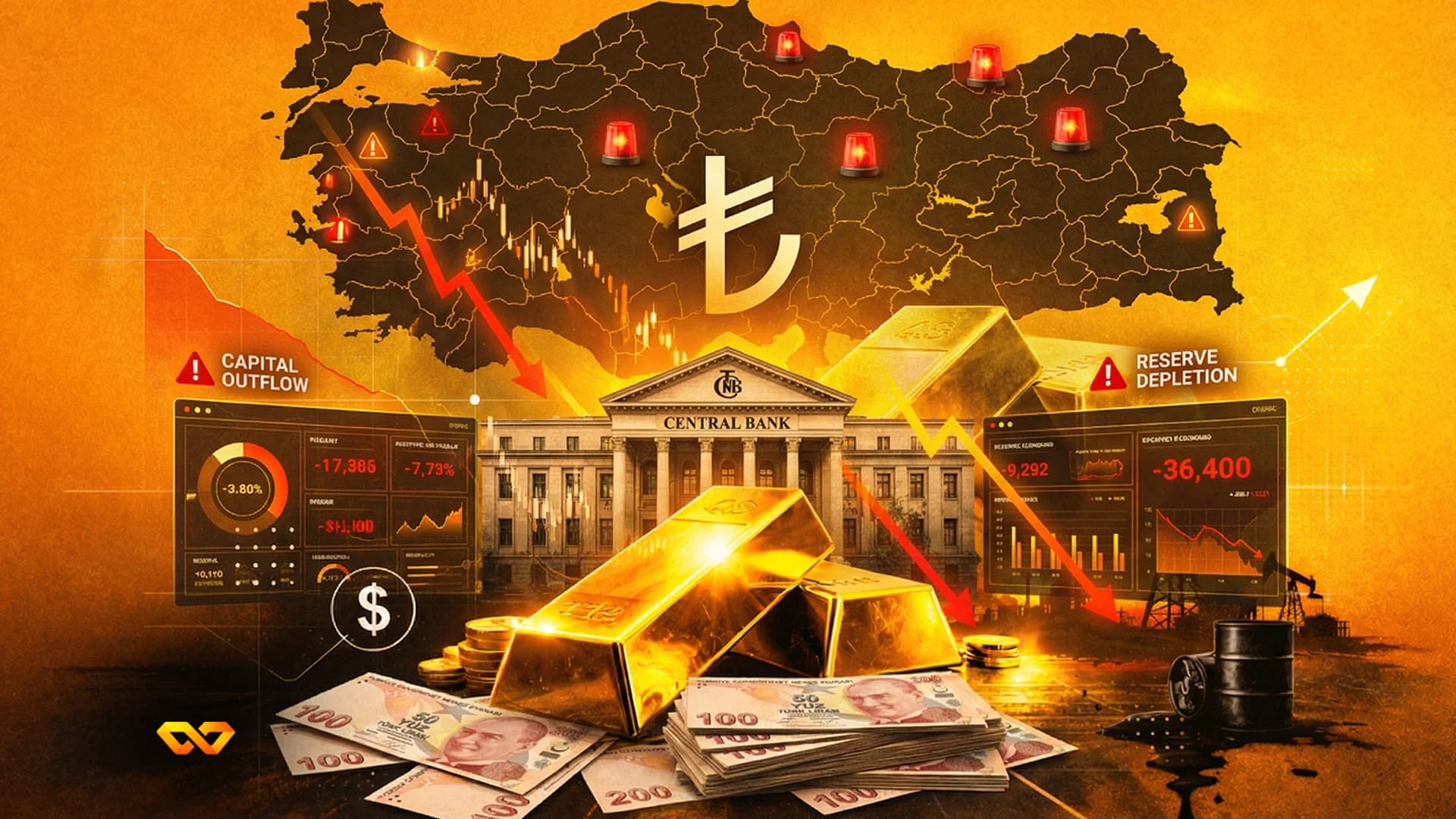 Shiny gold bars with a financial chart in the background