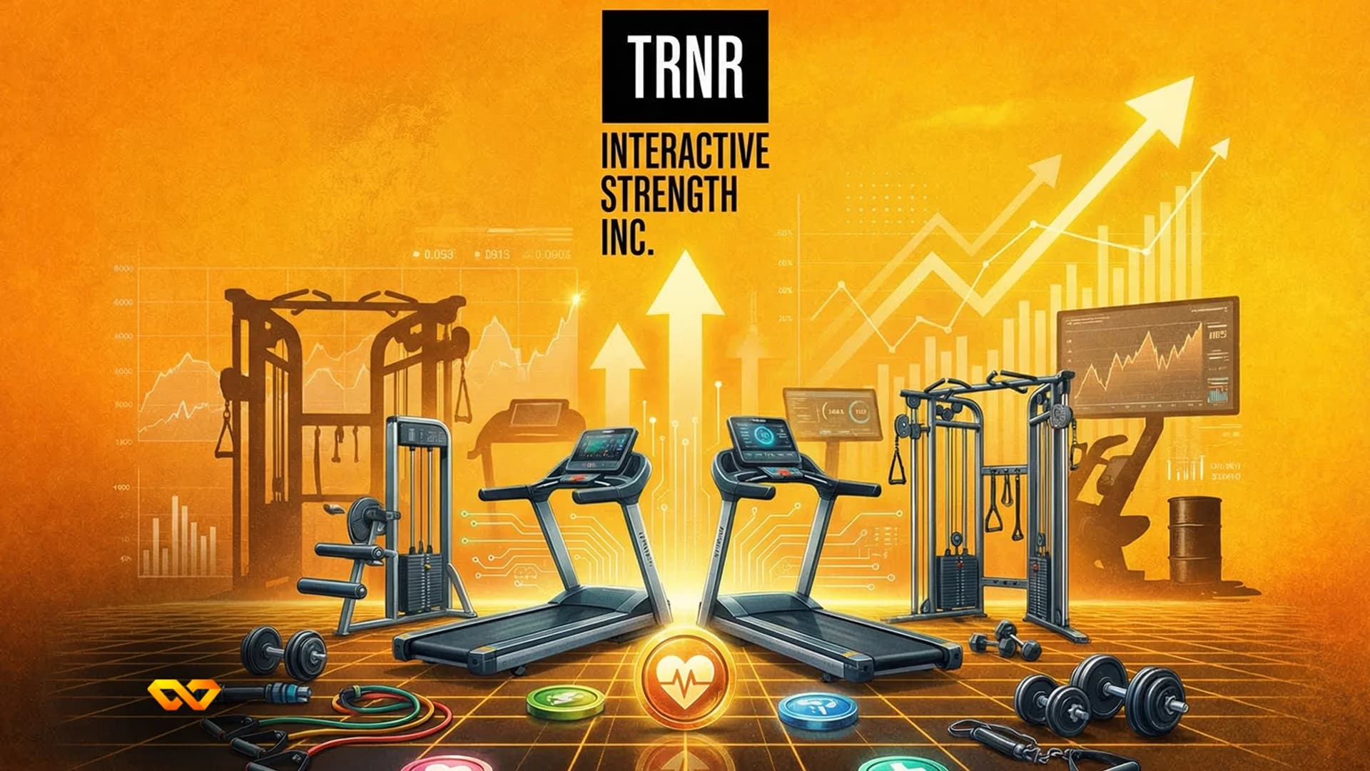 شخص يتدرب على جهاز لياقة مع شاشة تعرض بيانات الأداء