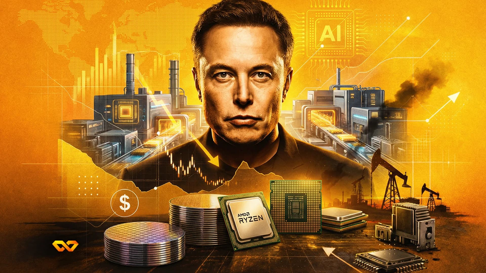 Elon Musk hablando en un escenario frente a un logo de X o Tesla