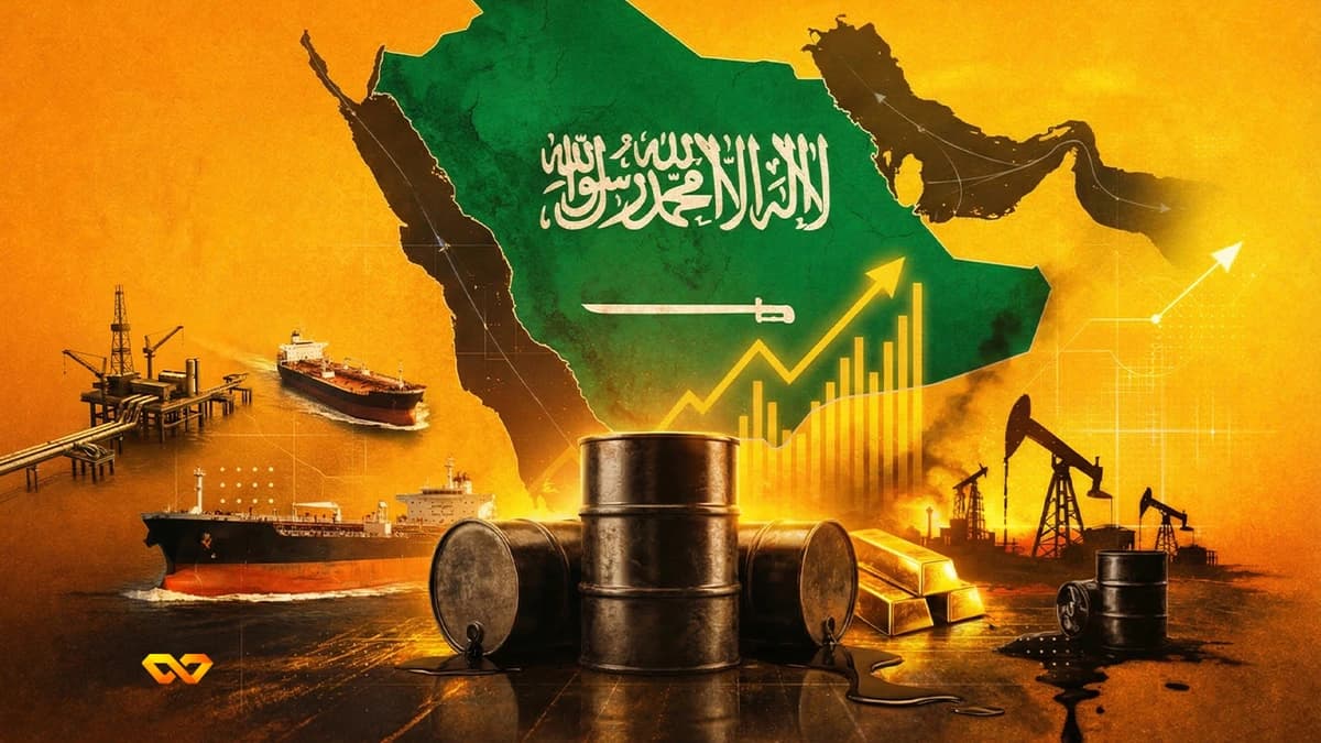 Petrolero cerca de un puerto saudí en el mar Rojo con tanques y tuberías de exportación al fondo