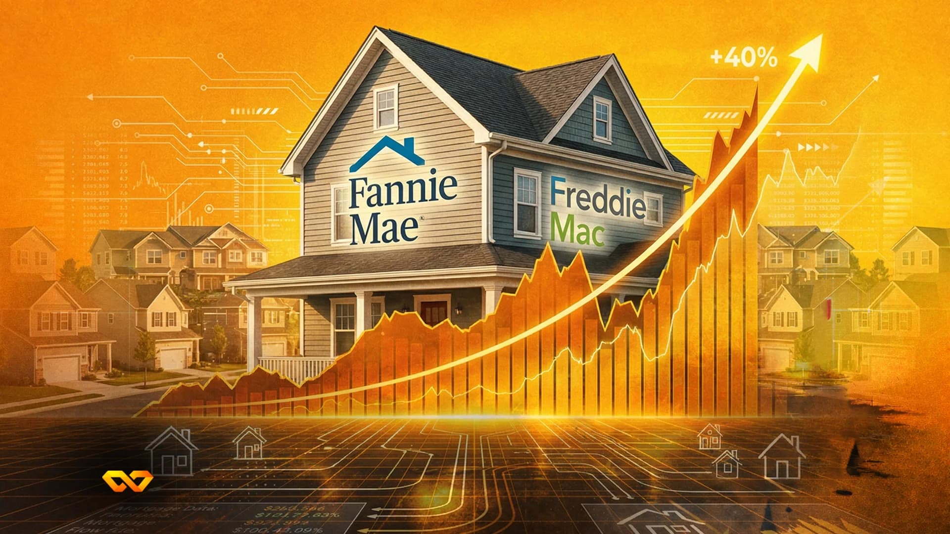 شعار فريدي ماك على واجهة مبنى مكاتب في لقطة مالية