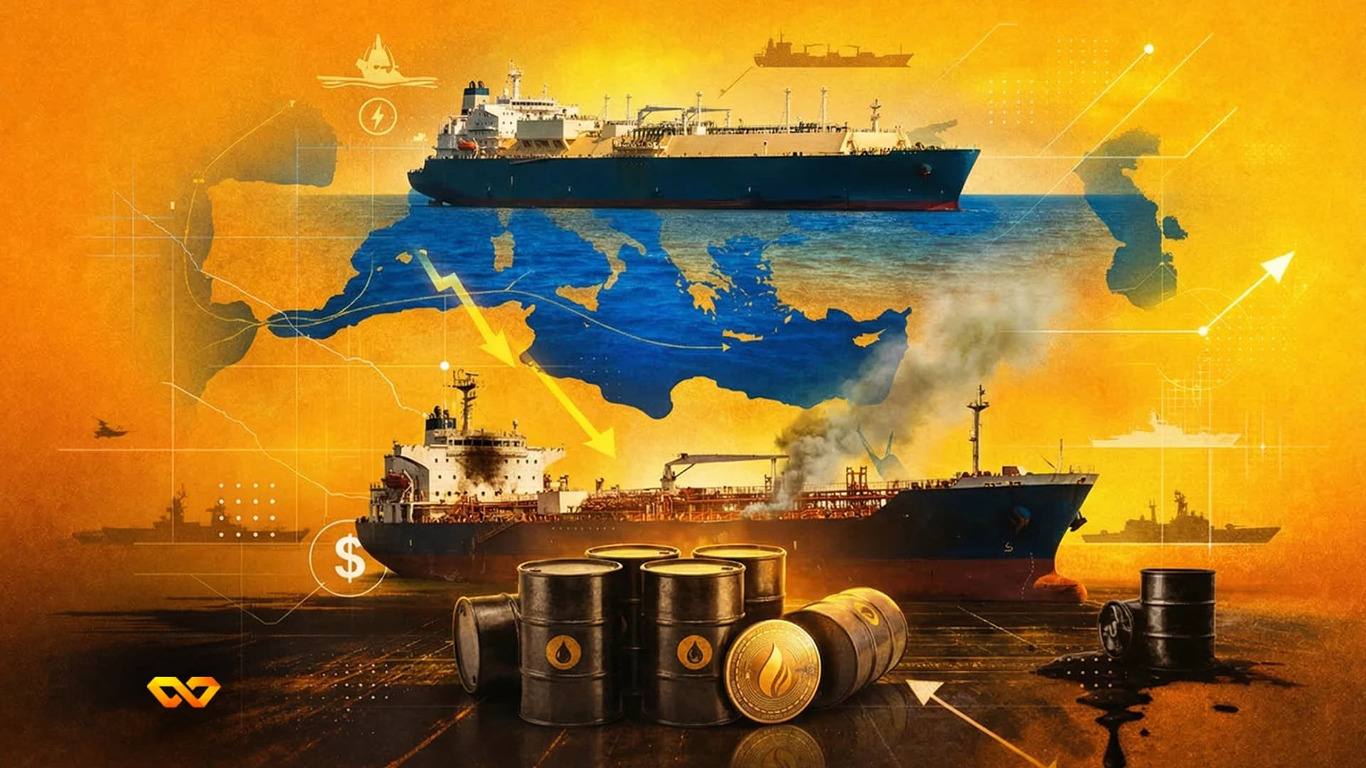 ناقلة غاز طبيعي مسال تبحر قرب ميناء صناعي وخزانات طاقة