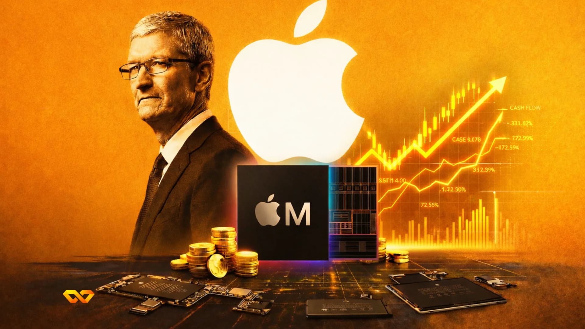 شعار أبل على واجهة متجر مع هواتف آيفون معروضة