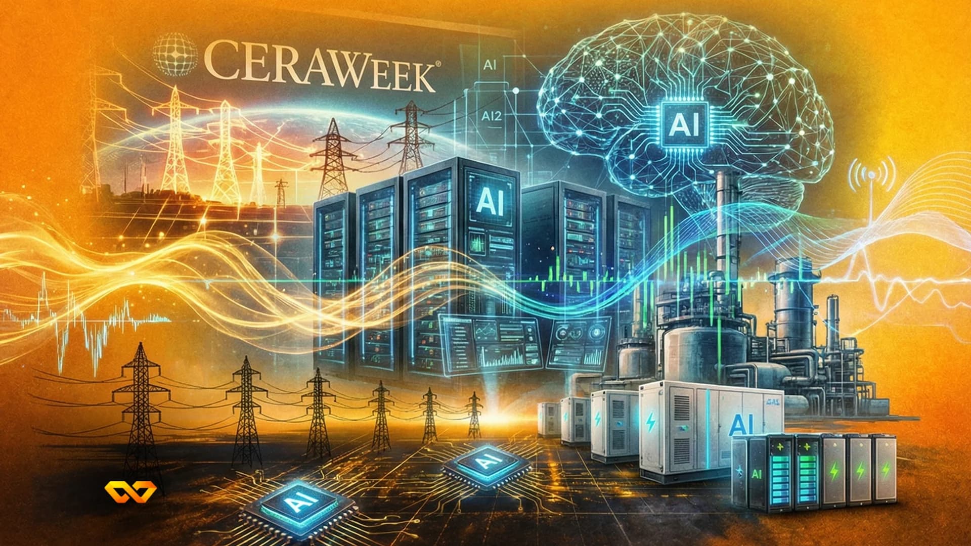 CERAWeek conference stage with event branding and energy industry attendees
