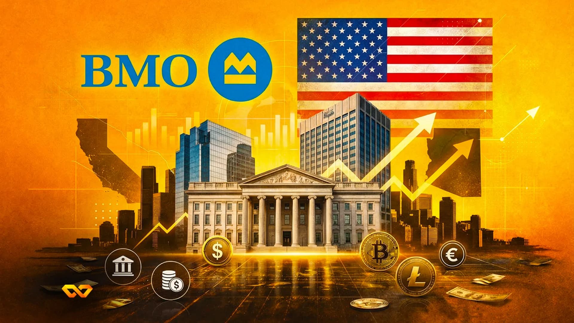 واجهة فرع بنك مونتريال مع الشعار الأزرق على مبنى في شارع تجاري