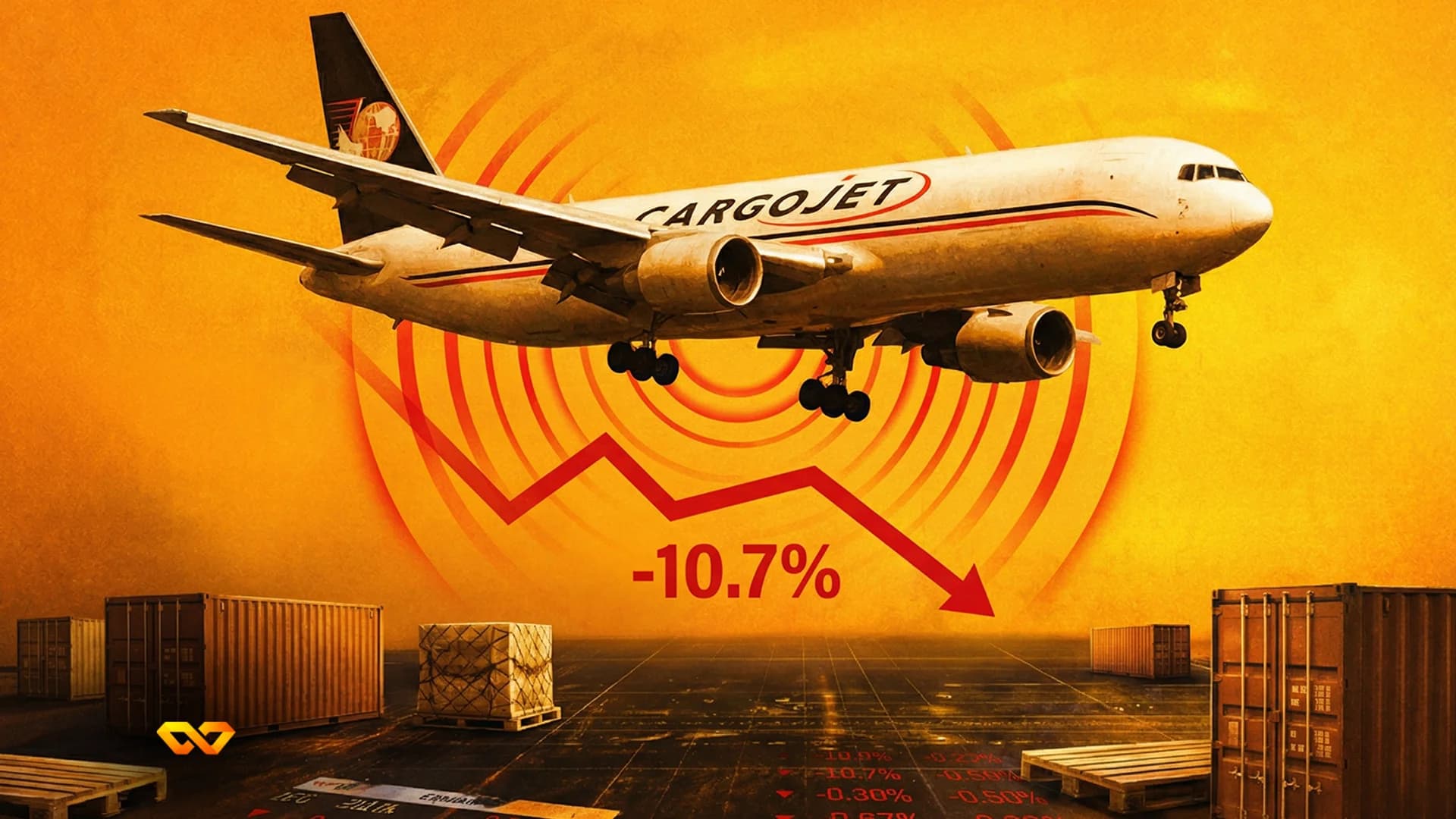 طائرة شحن تابعة لكارجوجيت على مدرج المطار قرب معدات تحميل الحاويات