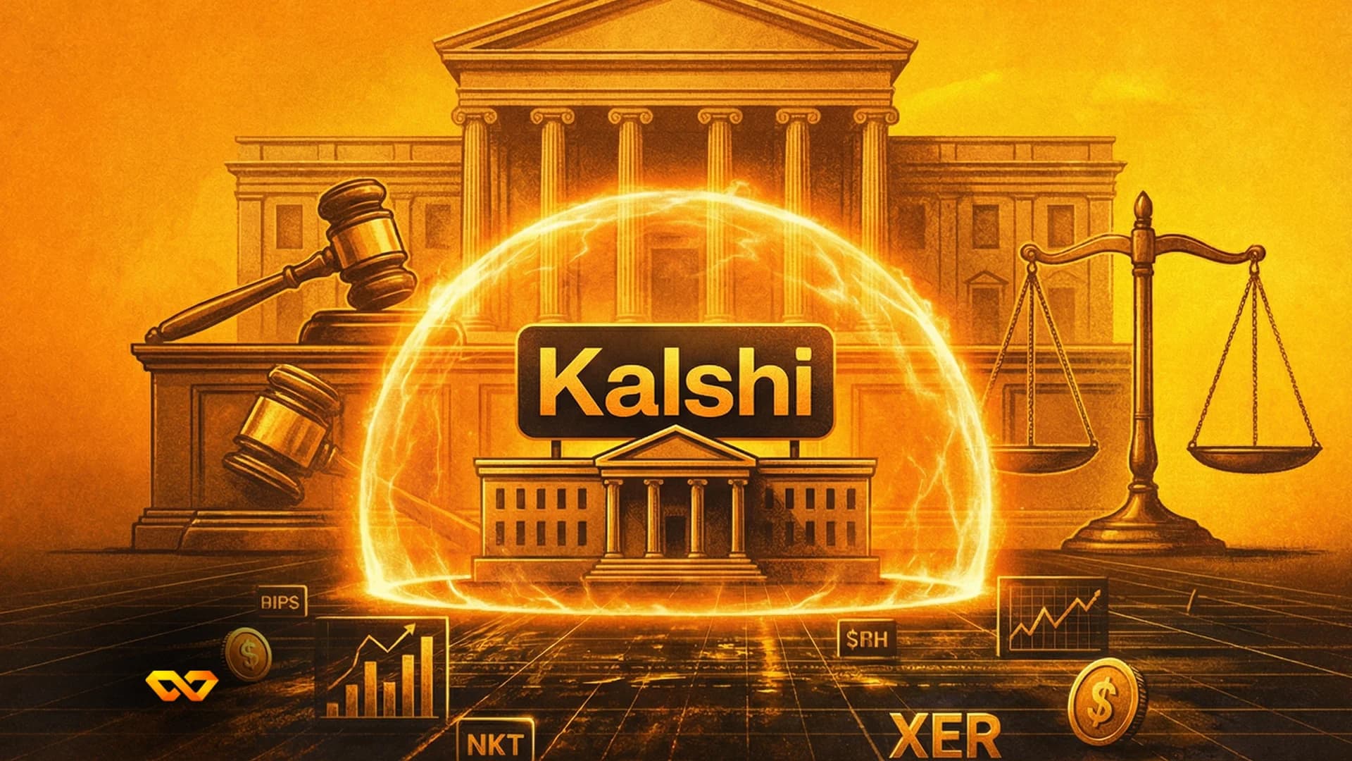 شعار كالشِي على شاشة تداول رقمية مع رسوم بيانية لأسعار العملات المشفرة