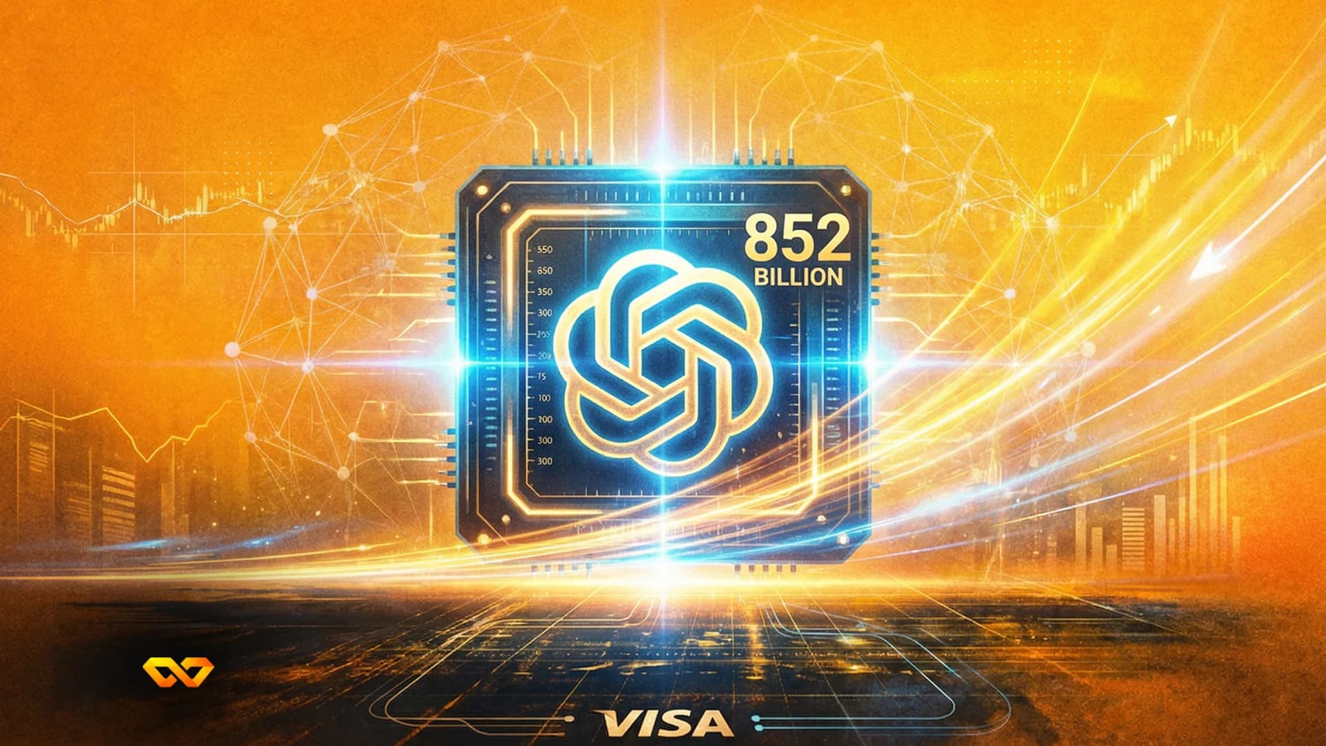 شعار أوبن إيه آي على شاشة تداول مع رسوم بيانية لأسهم التكنولوجيا