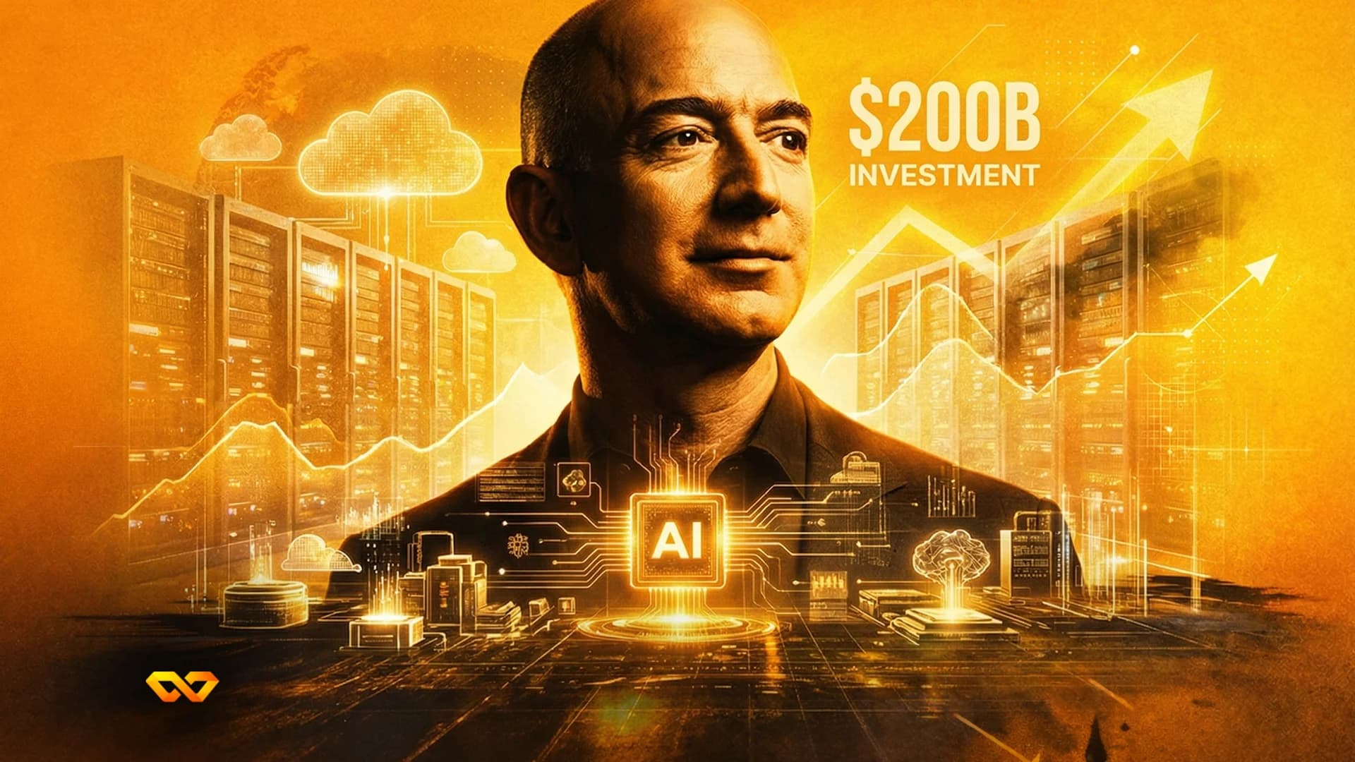 شعار أمازون على واجهة مبنى حديث مع عربات شحن في المقدمة