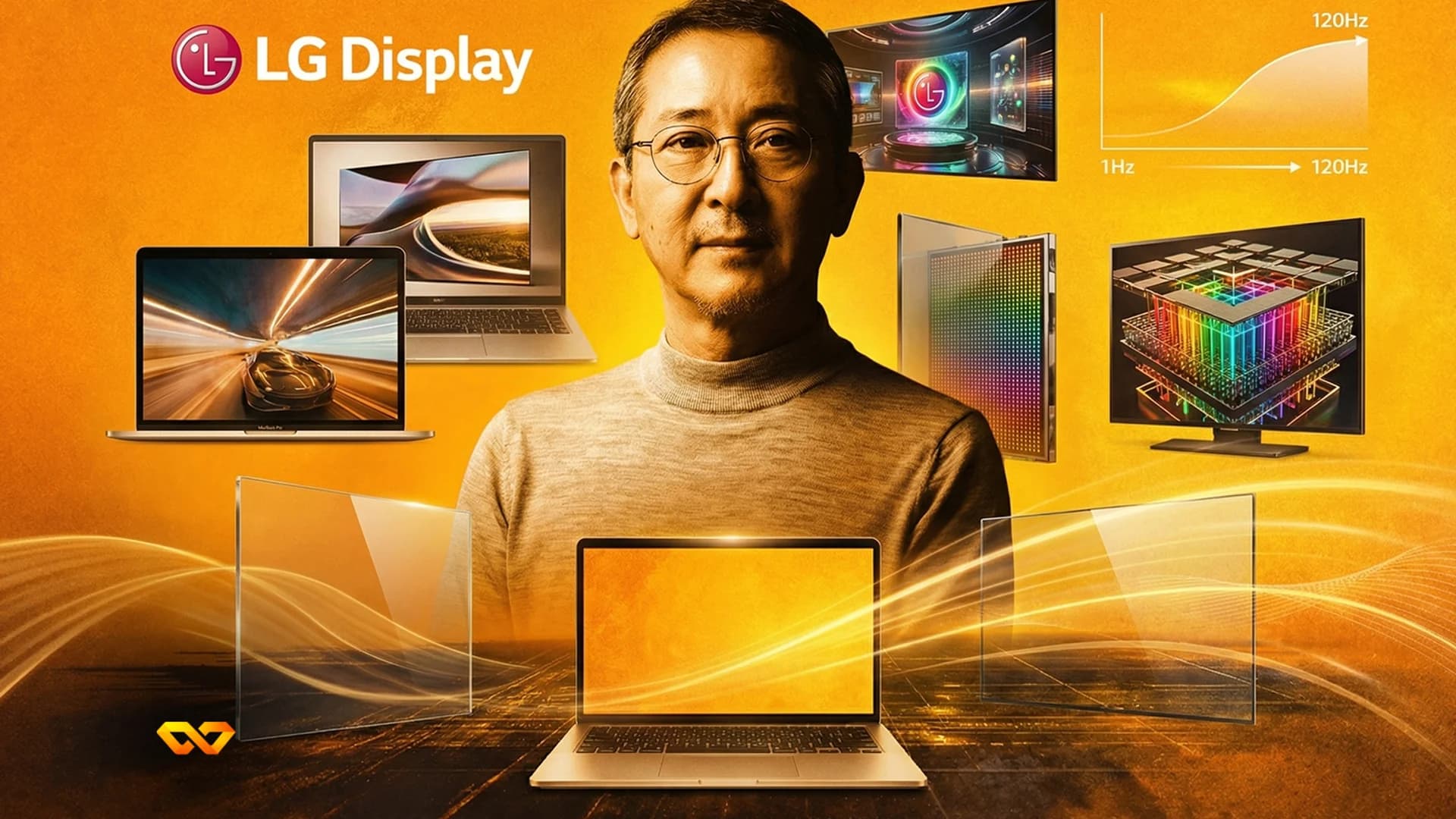 LG logo on an electronics store display with TVs and home appliances