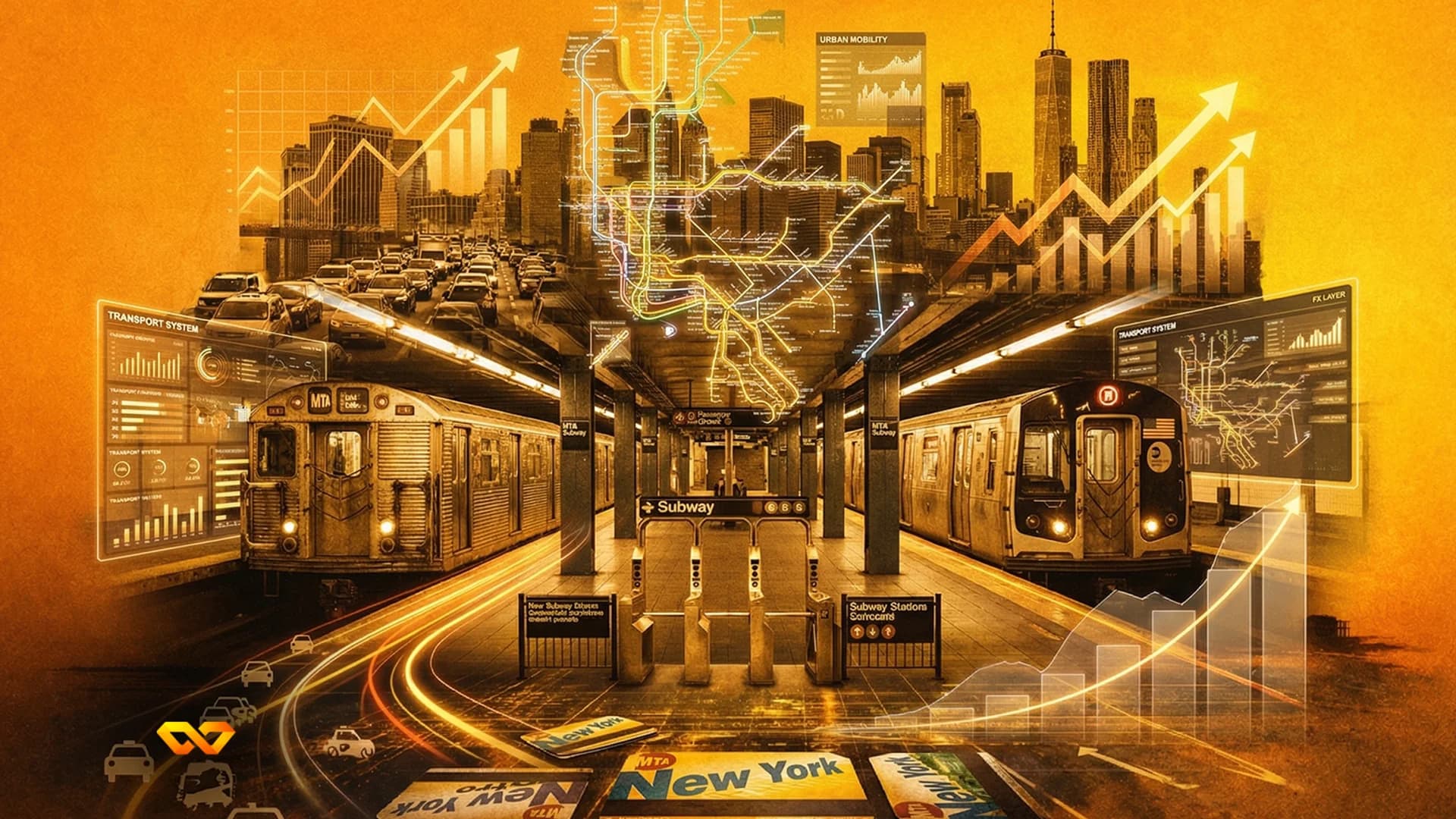 New York City skyline with Manhattan skyscrapers at sunset