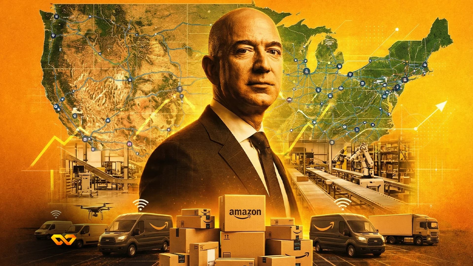 Amazon logo on a modern building facade with an urban background